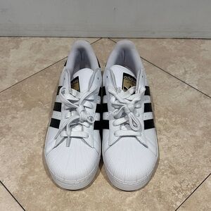 Adidas men’s size 12.5  White and Black Striped Sneakers